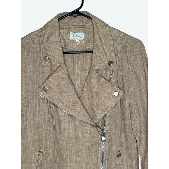 Lou and Grey 100% Linen Blush Asymmetrical Zipper Moto Jacket Size Medium - Picture 4 of 9